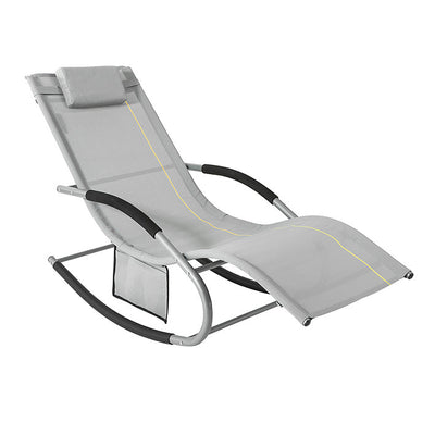 SoBuy Chaise longue à bascule pour jardins, terrasses 63x87x150cm Gris OGS28-HG