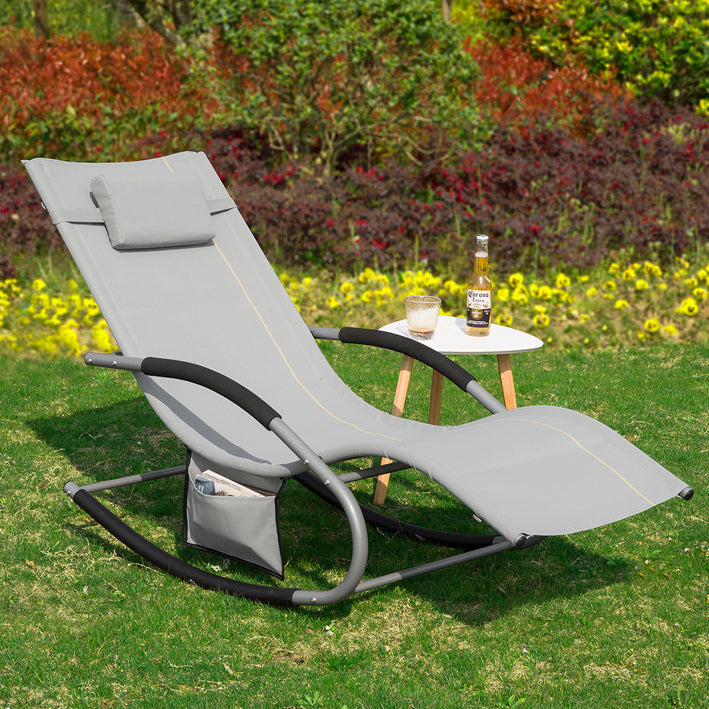 SoBuy Lettino a dondolo Sedia a sdraio per giardini, cortili 63x87x150cm Grigio OGS28-HG