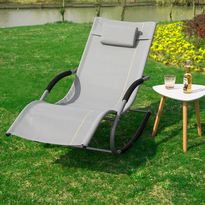 SoBuy Sdraio Prendisole, 2 Pezzi, Lettino per Giardino, Cortile 63x87x150cm Grigio OGS28-HGx2