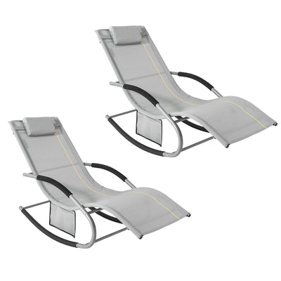 SoBuy Sdraio Prendisole, 2 Pezzi, Lettino per Giardino, Cortile 63x87x150cm Grigio OGS28-HGx2