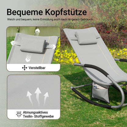 Ensemble de 2 chaises longues SoBuy, transats pour jardin et terrasse, 63 x 87 x 150 cm, gris, OGS28-HGx2