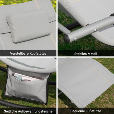 SoBuy Chaise longue à bascule pour jardins, terrasses 63x87x150cm Gris OGS28-HG