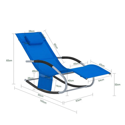 SoBuy Sedia a dondolo sdraio per giardini, cortili 63x87x150cm Blu chiaro OGS28-KB