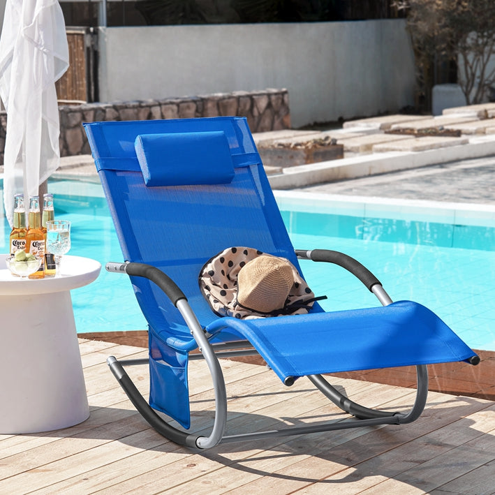 SoBuy Sedia a dondolo sdraio per giardini, cortili 63x87x150cm Blu chiaro OGS28-KB