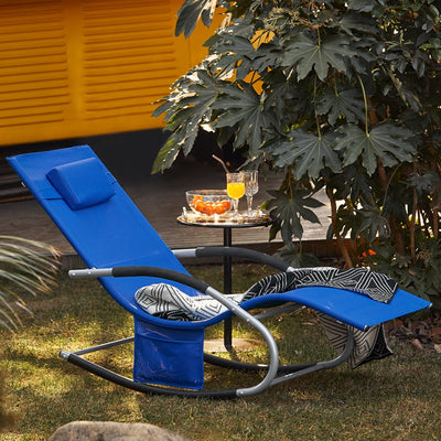 SoBuy Sedia a dondolo sdraio per giardini, cortili 63x87x150cm Blu chiaro OGS28-KB