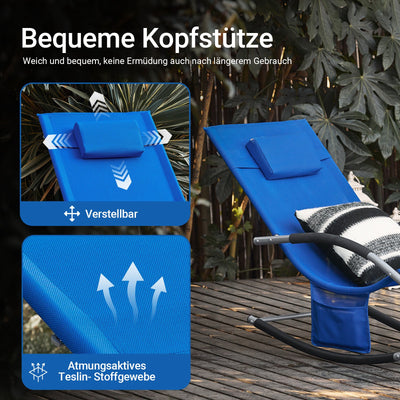 SoBuy Sedia a dondolo sdraio per giardini, cortili 63x87x150cm Blu chiaro OGS28-KB