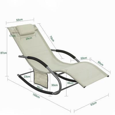 SoBuy Transat bain de soleil à bascule pour jardin, terrasse 63x87x150cm Beige OGS28-MI