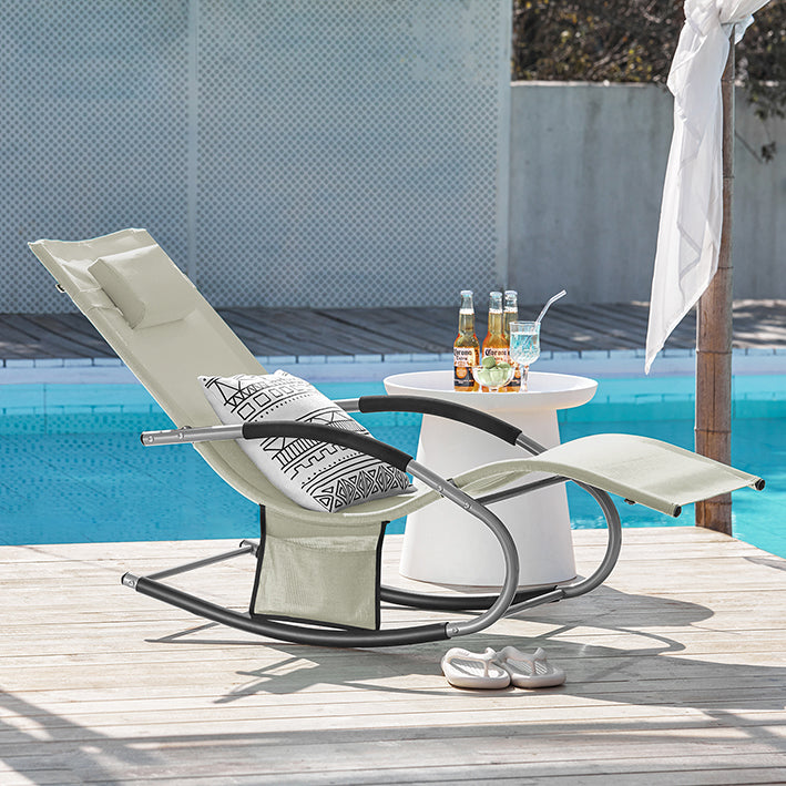SoBuy Set di 2 Lettini Sdraio Pieghevoli con Cuscini, Prendisole da Giardino 63x87x150cm Beige OGS28-MIx2