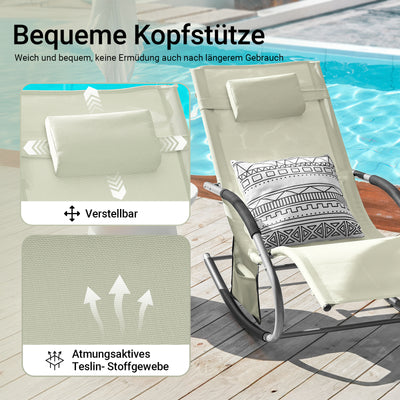 SoBuy Sonnenliege schaukel Liegestuhl für Gärten, Höfe 63x87x150cm Beige OGS28-MI