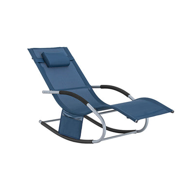 SoBuy Sedia a dondolo a sdraio per giardino, cortile 63x87x150cm Denimblue OGS28-NB