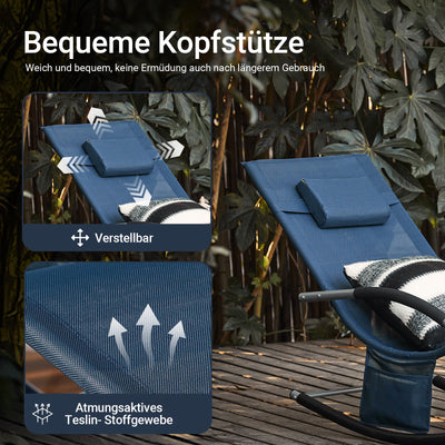 SoBuy Sedia a dondolo a sdraio per giardino, cortile 63x87x150cm Denimblue OGS28-NB