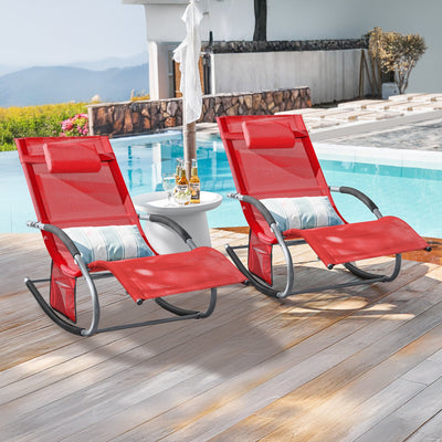 SoBuy Lettino prendisole set da 2, sedia a sdraio per giardini, cortili 63x87x150cm rosso OGS28-Rx2