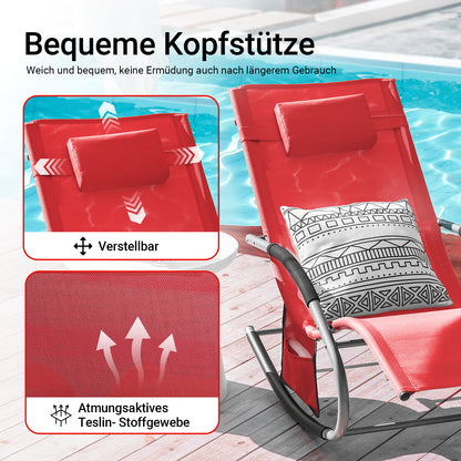 SoBuy Sonnenliege 2-er Set Liegestuhl für Gärten, Höfe 63x87x150cm Rot OGS28-Rx2