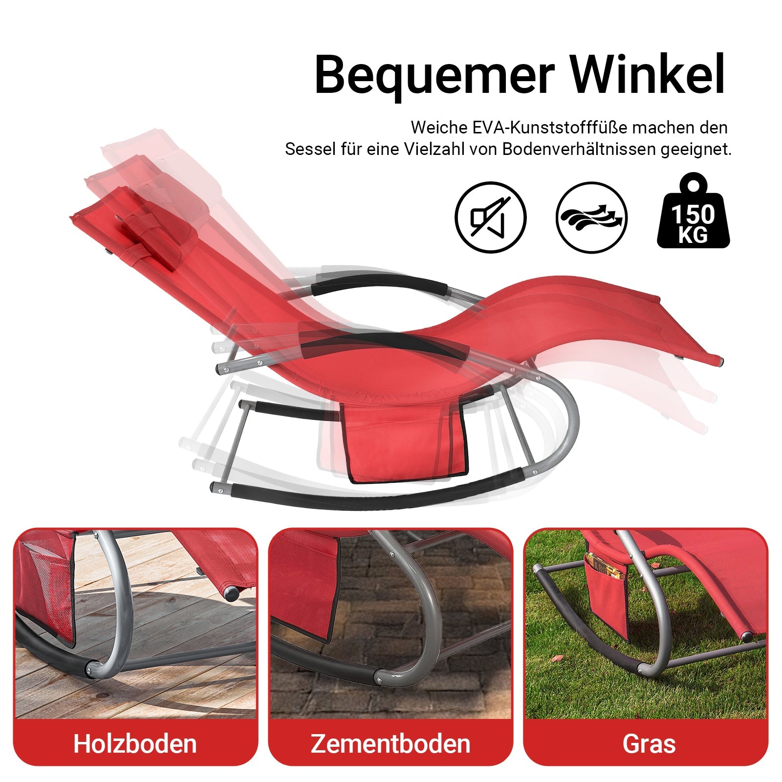 SoBuy Lettino prendisole set da 2, sedia a sdraio per giardini, cortili 63x87x150cm rosso OGS28-Rx2