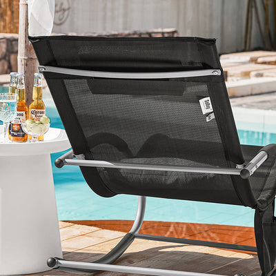 SoBuy Sonnenliege schaukel Liegestuhl für Gärten, Höfe 63x87x150cm Schwarz OGS28-SCH