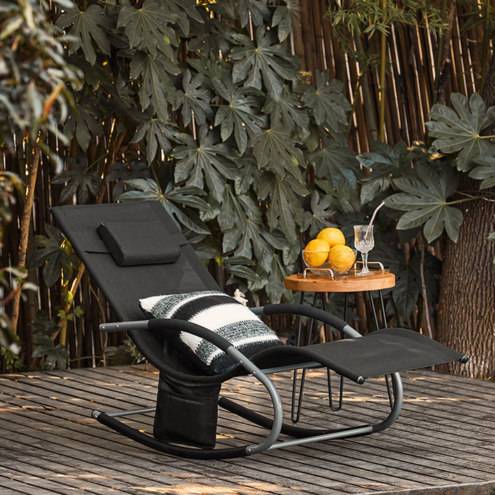 SoBuy Sedia a Sdraio a Dondolo per Giardino, Cortile 63x87x150cm Nero OGS28-SCH