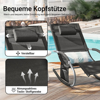 SoBuy Sonnenliege schaukel Liegestuhl für Gärten, Höfe 63x87x150cm Schwarz OGS28-SCH