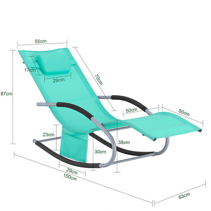 SoBuy Sonnenliege schaukel Liegestuhl für Gärten, Höfe 63x87x150cm Helltürkis OGS28-TB