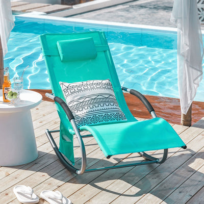 SoBuy Lettino a Dondolo Sdraio per Giardino, Cortile 63x87x150cm Turchese Chiaro OGS28-TB