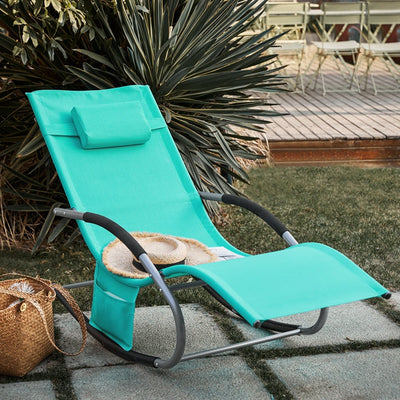 SoBuy Lettino a Dondolo Sdraio per Giardino, Cortile 63x87x150cm Turchese Chiaro OGS28-TB
