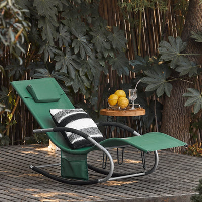 SoBuy Sedia a dondolo reclinabile per giardini, cortili 63x87x150cm Verde scuro OGS28-WD