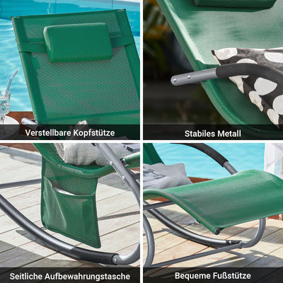 SoBuy Sedia a dondolo reclinabile per giardini, cortili 63x87x150cm Verde scuro OGS28-WD