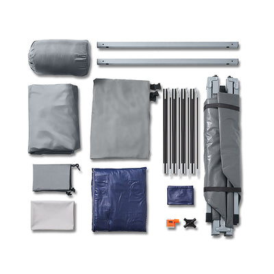 SoBuy | Tenda da campeggio 7 in 1 | 1 persona | Esterno | Brandina | Grigio chiaro | 193x160x86cm | OGS32-HG
