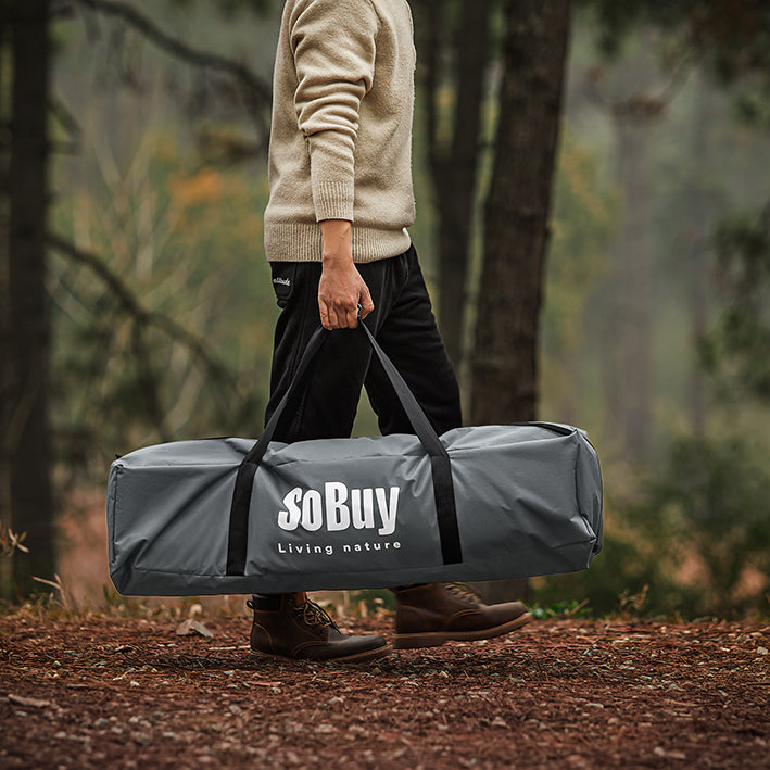 SoBuy | Tenda da campeggio 7 in 1 | 1 persona | Esterno | Brandina | Grigio chiaro | 193x160x86cm | OGS32-HG