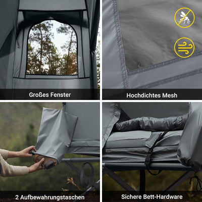 SoBuy | Tenda da campeggio 7 in 1 | 1 persona | Esterno | Brandina | Grigio chiaro | 193x160x86cm | OGS32-HG