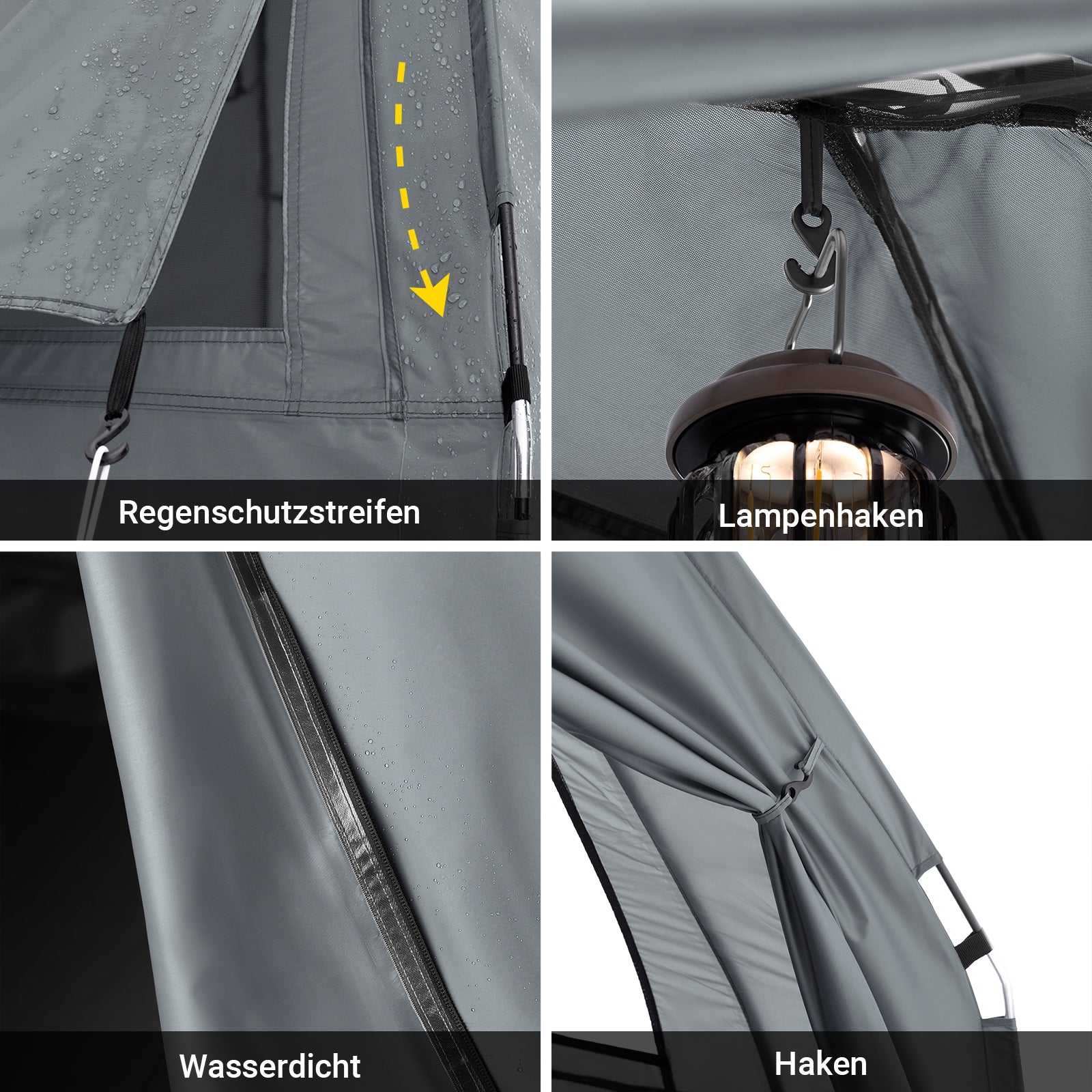 SoBuy | Tenda da campeggio 7 in 1 | 1 persona | Esterno | Brandina | Grigio chiaro | 193x160x86cm | OGS32-HG