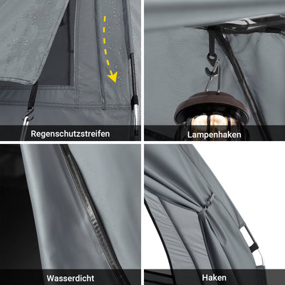 SoBuy | Tenda da campeggio 7 in 1 | 1 persona | Esterno | Brandina | Grigio chiaro | 193x160x86cm | OGS32-HG