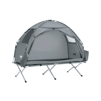 SoBuy | Tenda 3 in 1 tenda da campeggio singola lettino da campo per esterni grigio 193x160x86cm | OGS32-II-HG