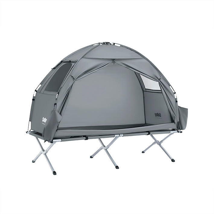 SoBuy | Tenda 3 in 1 tenda da campeggio singola lettino da campo per esterni grigio 193x160x86cm | OGS32-II-HG