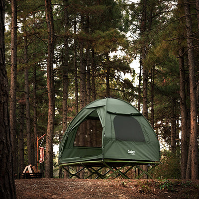 SoBuy | Tenda 3 in 1, tenda da campeggio per esterni, lettino da campo per 2 persone, verde, 193x188x145 cm | OGS32-II-L-GR