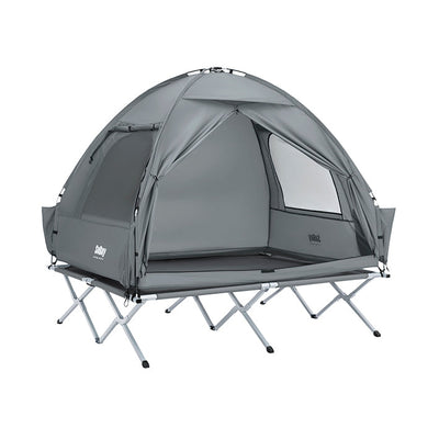 SoBuy | Tenda 3 in 1, tenda da campeggio, lettino da campo per esterni, 2 persone, grigio 193x188x145cm | OGS32-II-L-HG