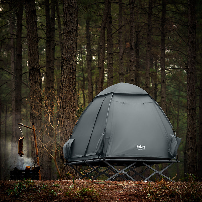 SoBuy | Tenda da campeggio 7in1 | 2 persone | Outdoor | Brandina Grigio Chiaro | 193x188x145cm | OGS32-L-HG