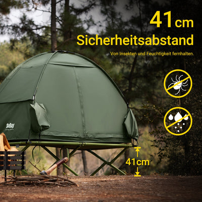 SoBuy | Tenda 3 in 1, tenda da campeggio, tenda singola, lettino da campo per esterni, verde 193x160x86cm | OGS32-II-GR