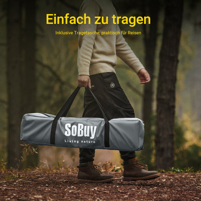 SoBuy | Tenda 3 in 1 tenda da campeggio singola lettino da campo per esterni grigio 193x160x86cm | OGS32-II-HG