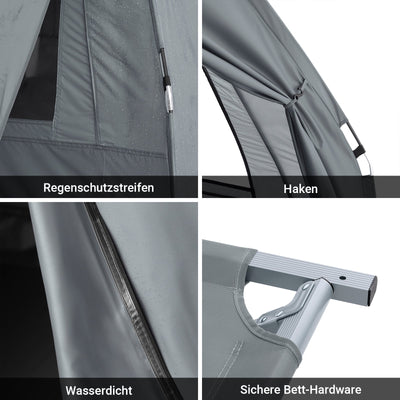 SoBuy | Tenda 3 in 1 tenda da campeggio singola lettino da campo per esterni grigio 193x160x86cm | OGS32-II-HG