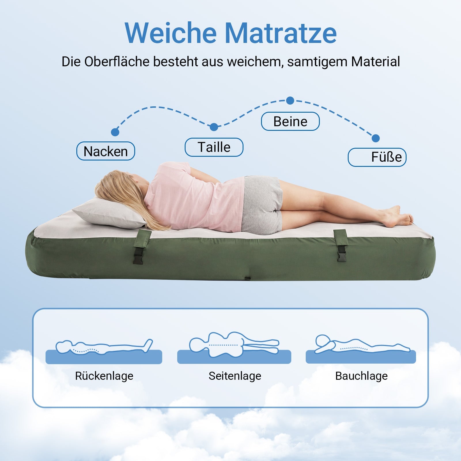 SoBuy | Feldbett 2 Person Grün 191x22x137 cm für Campingzelt Outdoor | OGS32-II-L-GR-P01
