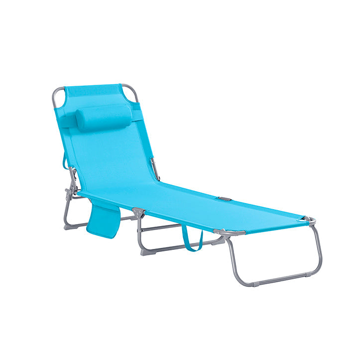 SoBuy | Lettino da giardino | Lettino prendisole pieghevole | Sdraio da giardino, cortile, spiaggia | Blu | OGS35-B