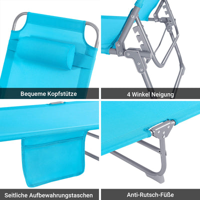 SoBuy | Gartenliege | Sonnenliege klappbar | Liegestuhl für Gärten, Höfe, Strände | Blau | OGS35-B