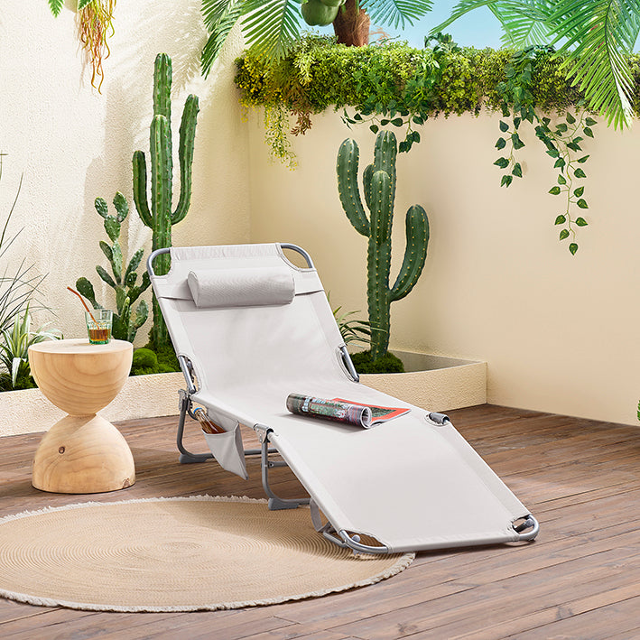 SoBuy | Sdraio da giardino | Lettino prendisole pieghevole | Beige | OGS35-MI