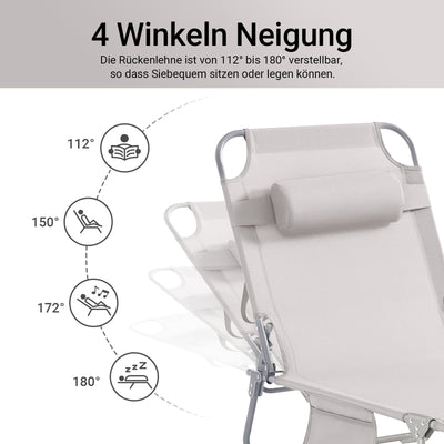 SoBuy | Set di 2 sedie a sdraio da giardino | Lettini prendisole pieghevoli | Sedie a sdraio per giardini, cortili, spiagge | Beige | OGS35-MIx2