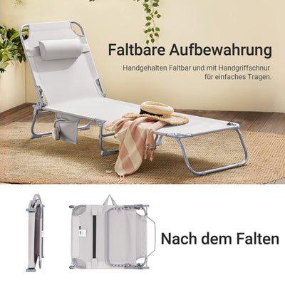 SoBuy | Set di 2 sedie a sdraio da giardino | Lettini prendisole pieghevoli | Sedie a sdraio per giardini, cortili, spiagge | Beige | OGS35-MIx2