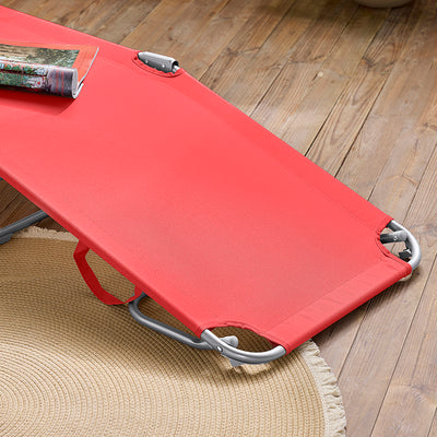 SoBuy | Chaise longue de jardin | Chaise longue pliante | Fauteuil de jardin pour terrasse, cour et plage | Rouge | OGS35-R