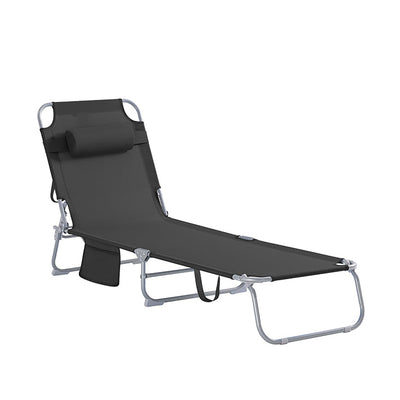 SoBuy | Gartenliege | Sonnenliege klappbar | Schwarz | OGS35-SCH