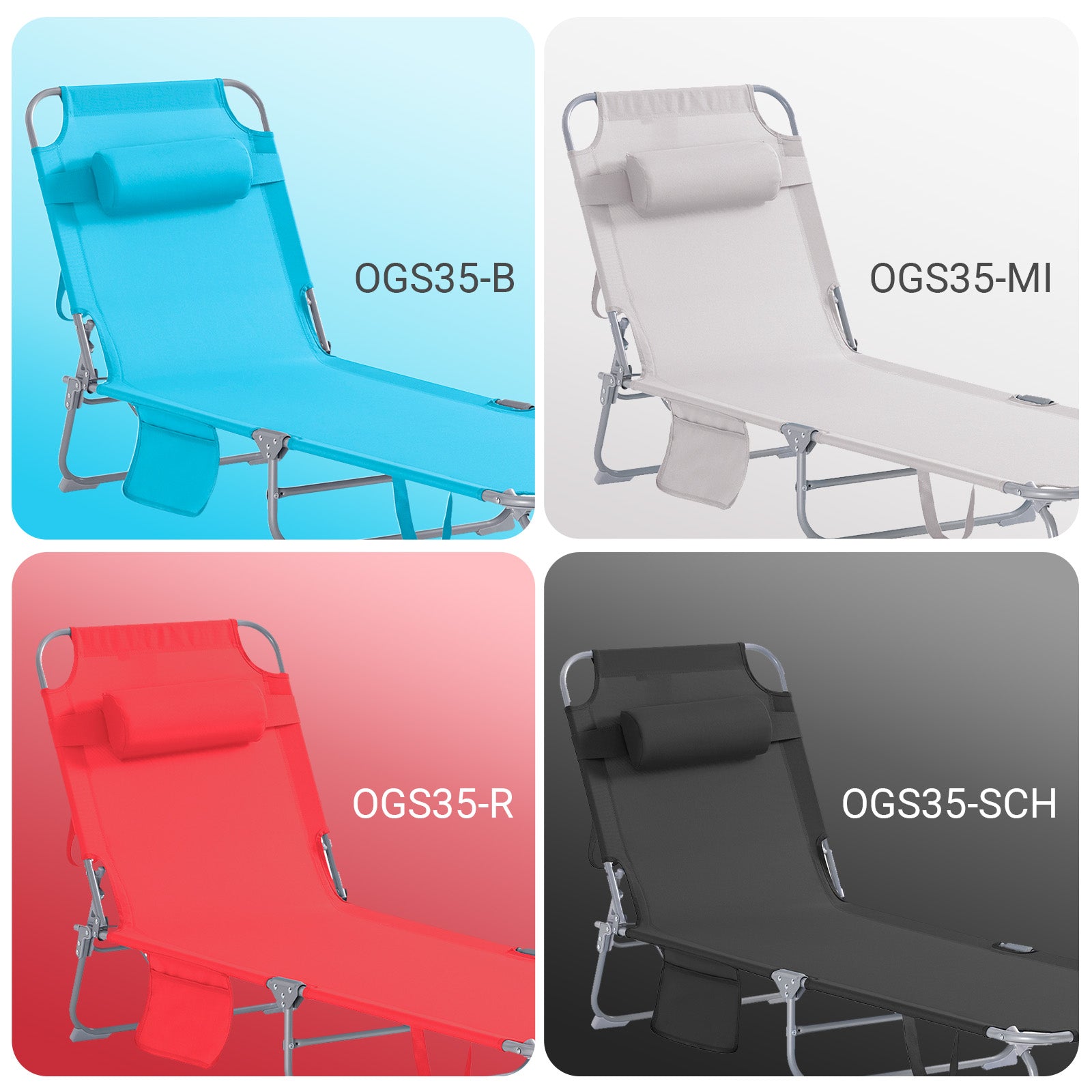 SoBuy | Set di 2 sedie a sdraio da giardino | Sdraio pieghevole | Nero | OGS35-SCHx2