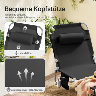 SoBuy | Gartenliege | Sonnenliege klappbar | Schwarz | OGS35-SCH