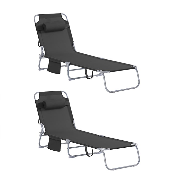 SoBuy | Set di 2 sedie a sdraio da giardino | Sdraio pieghevole | Nero | OGS35-SCHx2